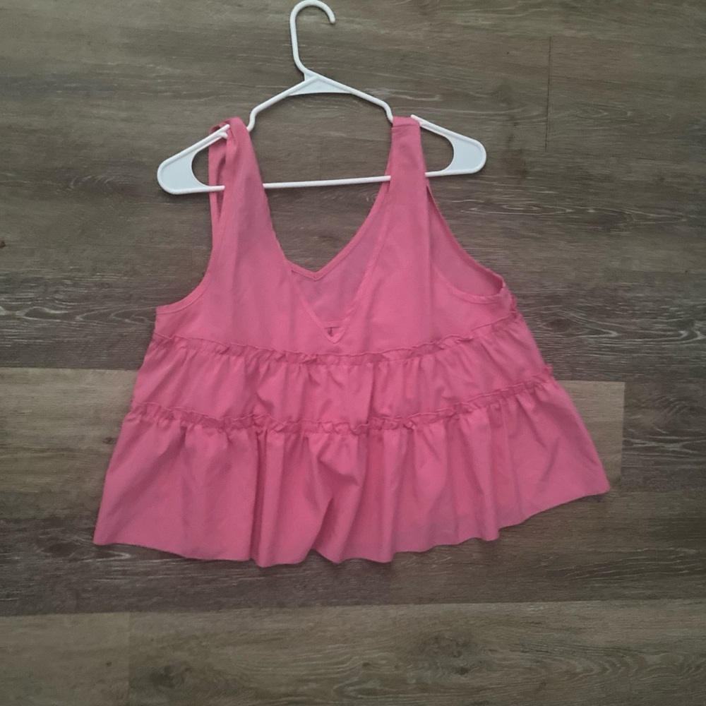 Pink Ruffled Sleeveless Top